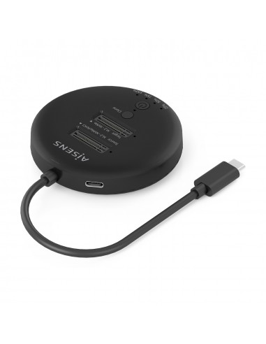 ESTACION DOCKING AISENS DOBLE BAHIA NVME USB 3.2 GEN2X2 CLONE NEGRO