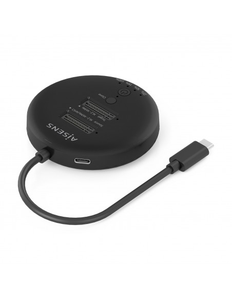 ESTACION DOCKING AISENS DOBLE BAHIA NVME USB 3.2 GEN2X2 CLONE NEGRO