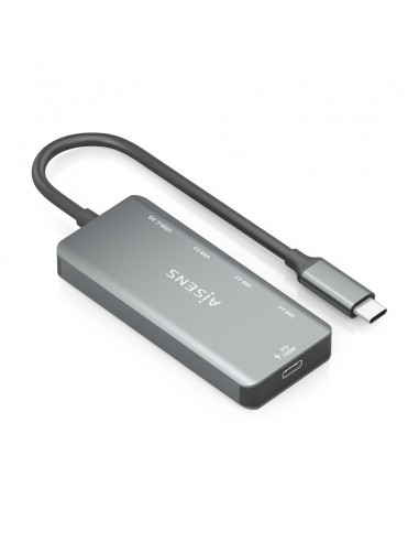 HUB AISENS USB 3.1 USB-C 1XPD 100W 1XUSB-C 3.0 3XUSB-A 2.0 GRIS 15CM