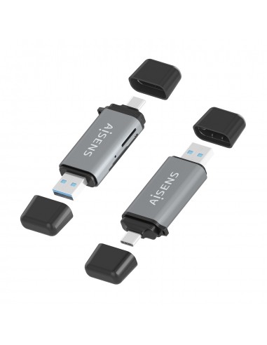 LECTOR TARJETAS AISENS SD MICRO SD MMC RS-MMC MMC MICRO USBA USBC GRIS
