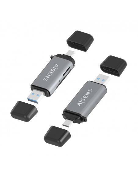 LECTOR TARJETAS AISENS SD MICRO SD MMC RS-MMC MMC MICRO USBA USBC GRIS