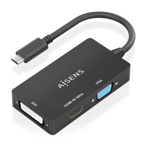CONVERSOR AISENS USB-C A DVI H HDMI H VGA H NEGRO 15CM