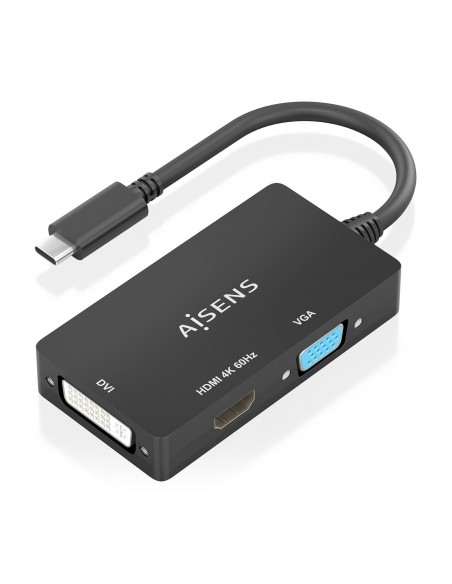 CONVERSOR AISENS USB-C A DVI H HDMI H VGA H NEGRO 15CM