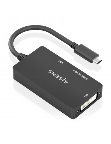 CONVERSOR AISENS USB-C A DVI H HDMI H VGA H NEGRO 15CM