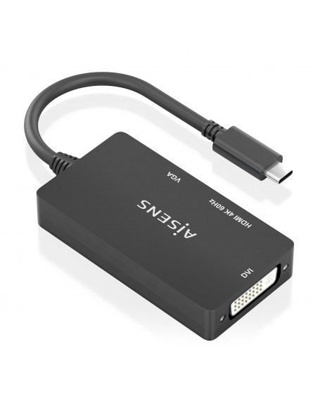 CONVERSOR AISENS USB-C A DVI H HDMI H VGA H NEGRO 15CM