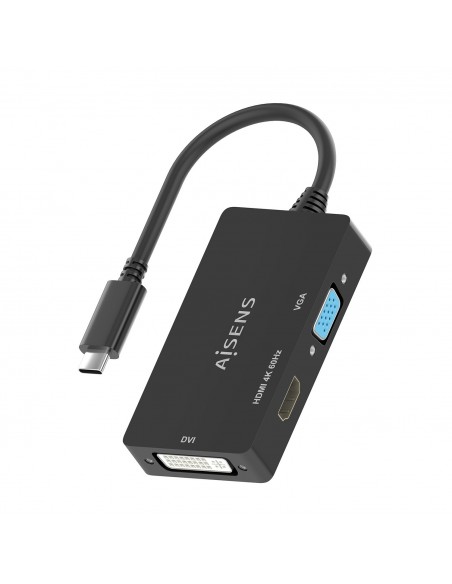 CONVERSOR AISENS USB-C A DVI H HDMI H VGA H NEGRO 15CM