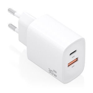 CARGADOR AISENS GAN 30W 1XUSB-C PD3.0 QC4.0 1XUSB-A QC3.0 BLANCO