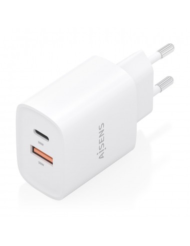 CARGADOR AISENS GAN 30W 1XUSB-C PD3.0 QC4.0 1XUSB-A QC3.0 BLANCO