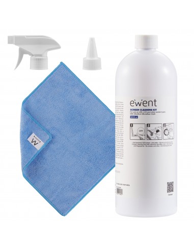 EWENT KIT DE LIMPIEZA DE PANTALLAS 1000ML CON PAÃ‘O MICROFIBRA 30X30CM