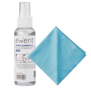 EWENT KIT DE LIMPIEZA DE PANTALLAS 100ML CONPAÃ‘O MICROFIBRA 20X20CM
