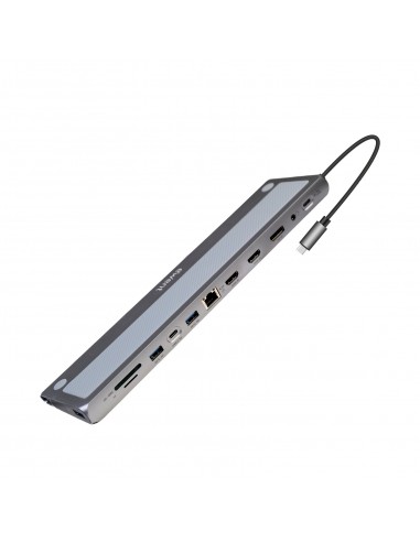 EWENT DOCK MULTIPUERTO 12 EN 1, 1X TYPE-C DATA, 3X USB 3.2 PD 100W