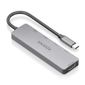USB-C DOCK AISENS 5 EN 1 HDMI 2XUSB-A USB-C USB-C PD GRIS 15CM 2