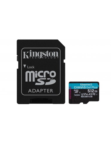 MICRO SD KINGSTON 512GB CANVAS GO PLUS U3 V30 CON ADAPTADOR MICRO SD KINGSTON 512GB CANVAS GO PLUS U3 V30 CON ADAPTADOR