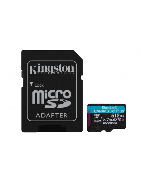 MICRO SD KINGSTON 512GB CANVAS GO PLUS U3 V30 CON ADAPTADOR MICRO SD KINGSTON 512GB CANVAS GO PLUS U3 V30 CON ADAPTADOR