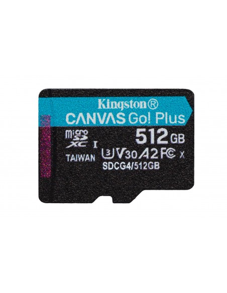 MICRO SD KINGSTON 512GB CANVAS GO PLUS U3 V30 CON ADAPTADOR MICRO SD KINGSTON 512GB CANVAS GO PLUS U3 V30 CON ADAPTADOR