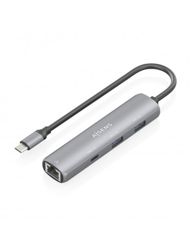 DOCK AISENS USB-C A ETHERNET GIGABIT HUB 1XUSB-C+2XUSB-A GRIS 15CM