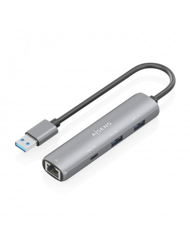 USB3.0 DOCK AISENS USB-A A ETHERNET GIGABIT HUB 1XUSB-C+2XUSB-A GRIS 15CM