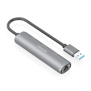 USB3.0 DOCK AISENS USB-A A ETHERNET GIGABIT HUB 3XUSB-A GRIS 15CM 2