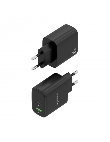 CARGADOR AISENS GAN 45W 1XUSB-C PD3.0 QC4.0 1XUSB-A QC3.0 NEGRO