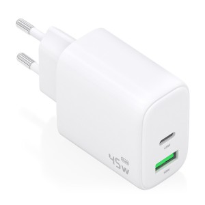 CARGADOR AISENS GAN 45W 1XUSB-C PD3.0 QC4.0 1XUSB-A QC3.0 BLANCO