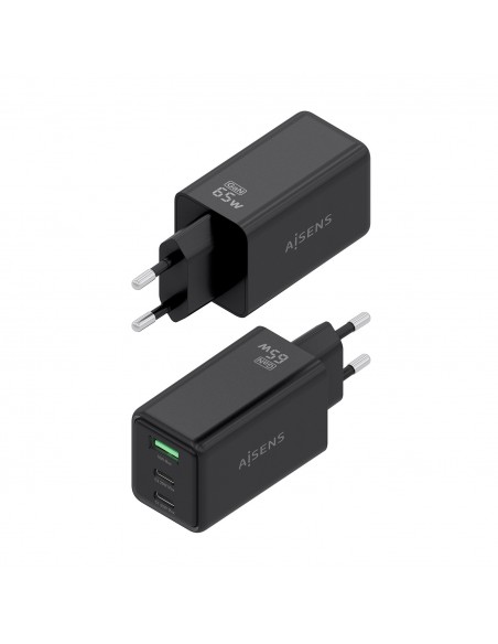 CARGADOR AISENS GAN 65W 2XUSB-C PD3.0 QC4.0 1XUSB-A QC3.0 NEGRO