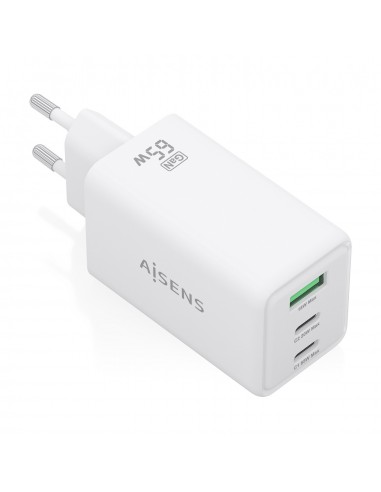 CARGADOR AISENS GAN 65W 2XUSB-C PD3.0 QC4.0 1XUSB-A QC3.0 BLANCO