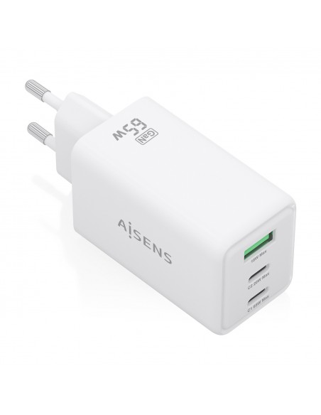 CARGADOR AISENS GAN 65W 2XUSB-C PD3.0 QC4.0 1XUSB-A QC3.0 BLANCO