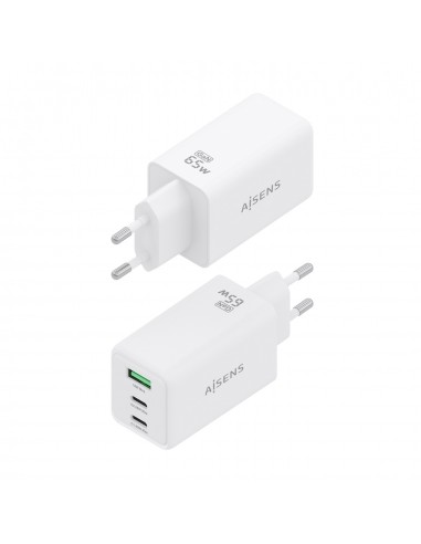 CARGADOR AISENS GAN 65W 2XUSB-C PD3.0 QC4.0 1XUSB-A QC3.0 BLANCO