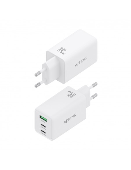 CARGADOR AISENS GAN 65W 2XUSB-C PD3.0 QC4.0 1XUSB-A QC3.0 BLANCO