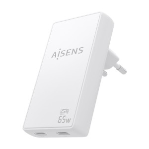 CARGADOR AISENS GAN PARED ULTRA DELGADO 65W 2XUSB-C PD3.0 QC4.0 BLANCO 2