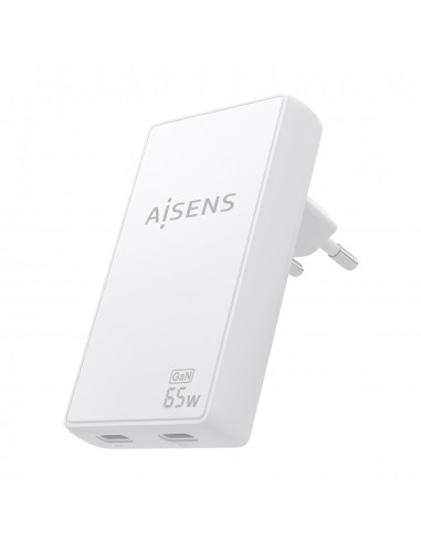 CARGADOR AISENS GAN PARED ULTRA DELGADO 65W 2XUSB-C PD3.0 QC4.0 BLANCO