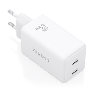CARGADOR AISENS GAN 65W 2XUSB-C PD3.0 QC4.0 BLANCO