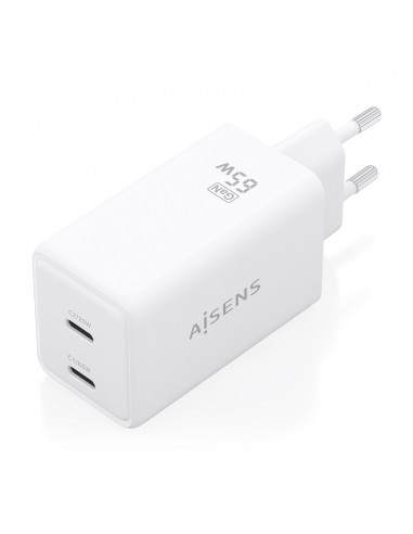 CARGADOR AISENS GAN 65W 2XUSB-C PD3.0 QC4.0 BLANCO