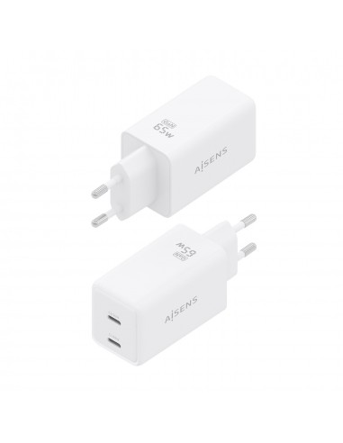 CARGADOR AISENS GAN 65W 2XUSB-C PD3.0 QC4.0 BLANCO