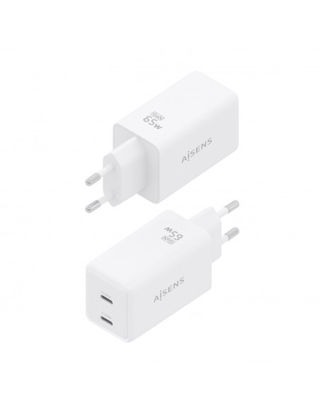 CARGADOR AISENS GAN 65W 2XUSB-C PD3.0 QC4.0 BLANCO