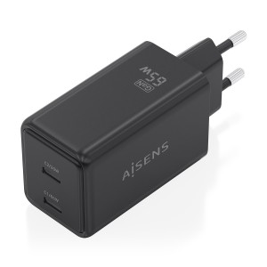 CARGADOR AISENS GAN 65W 2XUSB-C PD3.0 QC4.0 NEGRO 2