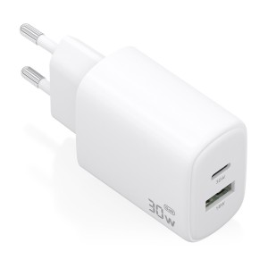 CARGADOR AISENS GAN 30W 1XUSB-C PD3.0 QC4.0 1XUSB-A QC3.0 BLANCO