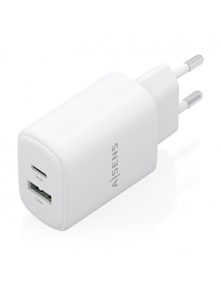 CARGADOR AISENS GAN 30W 1XUSB-C PD3.0 QC4.0 1XUSB-A QC3.0 BLANCO