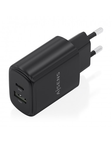 CARGADOR AISENS GAN 30W 1XUSB-C PD3.0 QC4.0 1XUSB-A QC3.0 NEGRO
