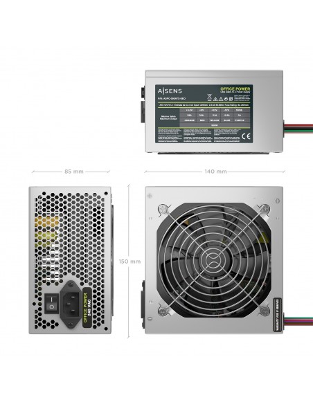 FUENTE ALIMENTACION AISENS ATX 500W OEM PLATA