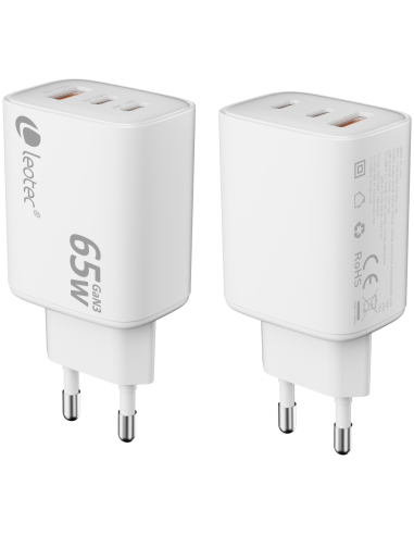 LEOTEC CARGADOR 65W GAN ULTRA SLIM 2...
