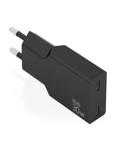 CARGADOR AISENS ULTRA DELGADO GaN 30W 2xUSB-C PD3.0 NEGRO