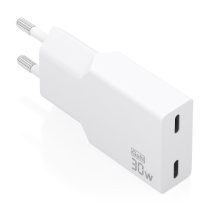 CARGADOR AISENS ULTRA DELGADO GaN 30W 2xUSB-C PD3.0 BLANCO