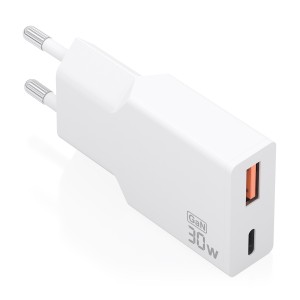 CARGADOR AISENS ULTRA DELGADO GaN 30W 1xUSB-C PD3.0 QC4.0 1xUSB-A QC3.0 BLANCO