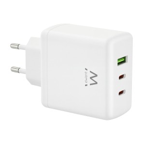 CARGADOR MOVIL EWENT EW1333 GAN RAPIDO 65W 2XUSB-C PD USB-A QC
