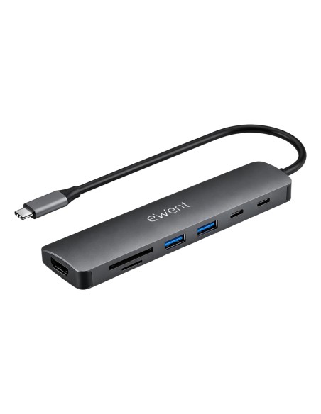 DOCKING EWENT EW1152 USB-C 7EN1 HDMI USB-C 2XUSB-A LECTOR SD MICROSD
